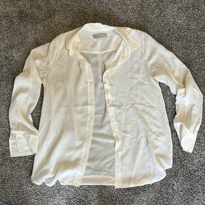 Everlane Clean silk relaxed shirt in off white